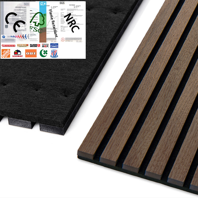 WPC-Wanddekoration Akupanel 3D-Design Innen-Polyester-Akustikplatten Akustische Wandpaneele aus Holz mit Schalldämmung und Lamellen