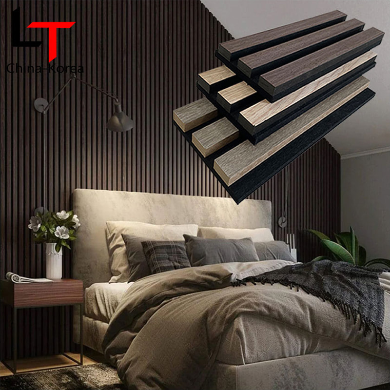 Moderne WPC-Akustikwandpaneele für den Innenbereich, dekoratives ineinandergreifendes Design, schalldicht, feuerfest, schallabsorbierende Außengitterqualität