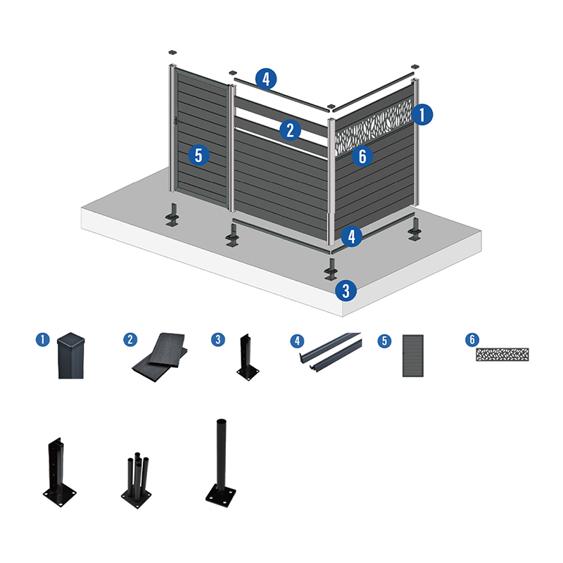 Holz-Kunststoff-Verbundwerkstoff-WPC-Zaun, Hausgarten-Innenhof-Zaunplatten, besser als Vinyl-PVC-Zaun, wasserdichter Sichtschutz für den Außenbereich, HDPE